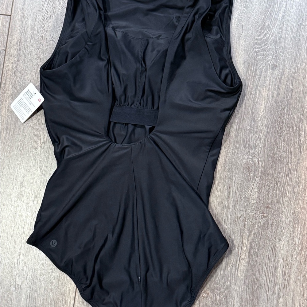 Lululemon Black Waterside High-neck one-piece swimsuit medium bum coverage 8 - Picture 8 of 10